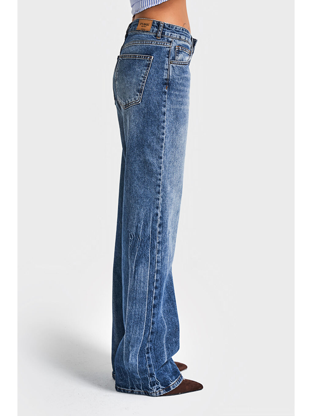 Kadın Mavi Renk 35w5-5 Midrise Straight Fit Esnek Elastan Kumaş Denim Jean-1