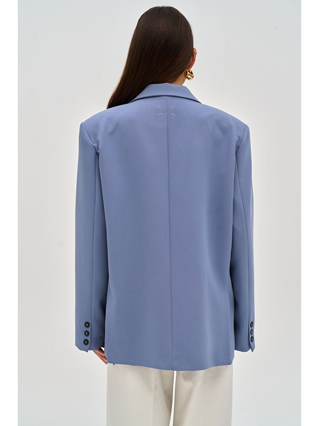 Emma Dikiş Detaylı Mavi Blazer-4