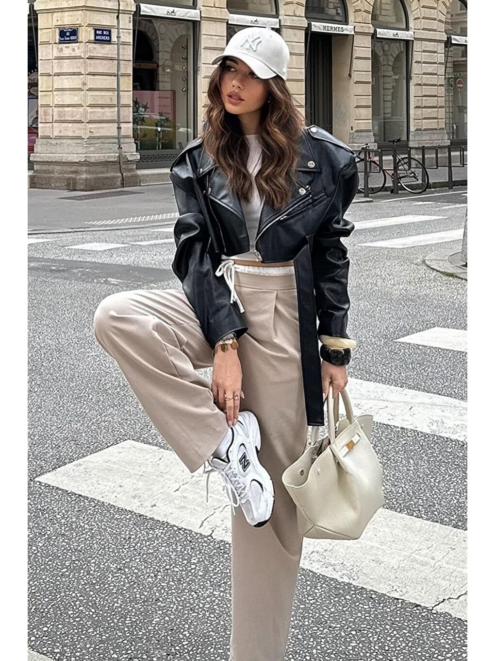 Bej Çift Bel Bantlı Wide Leg Kadın Pantolon Mg2551-2