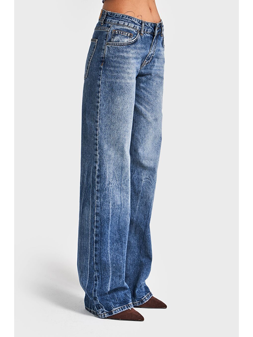 Kadın Mavi Renk 35w5-5 Midrise Straight Fit Esnek Elastan Kumaş Denim Jean-2