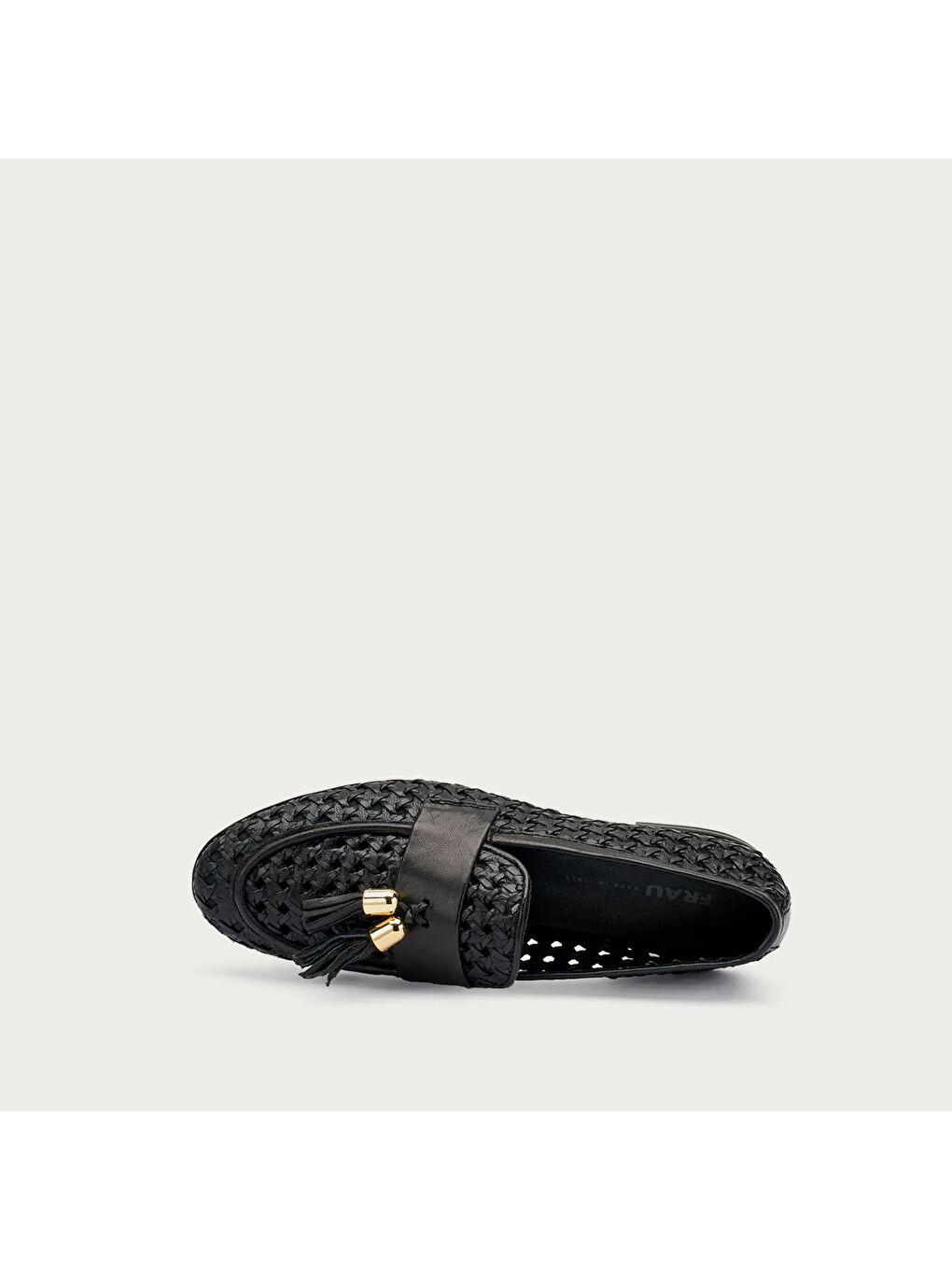 Kadın Siyah Loafer 95V6 WOVEN LEATHER LOAFERS WITH TASSELS-3