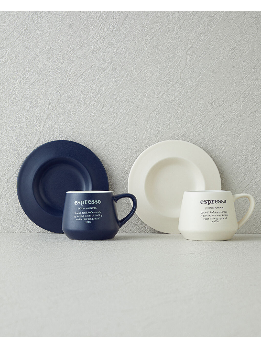 Phoebe New Bone China 4 Parça 2 Kişilik Kahve Fincan Takımı 90 ml Lacivert - Krem-1