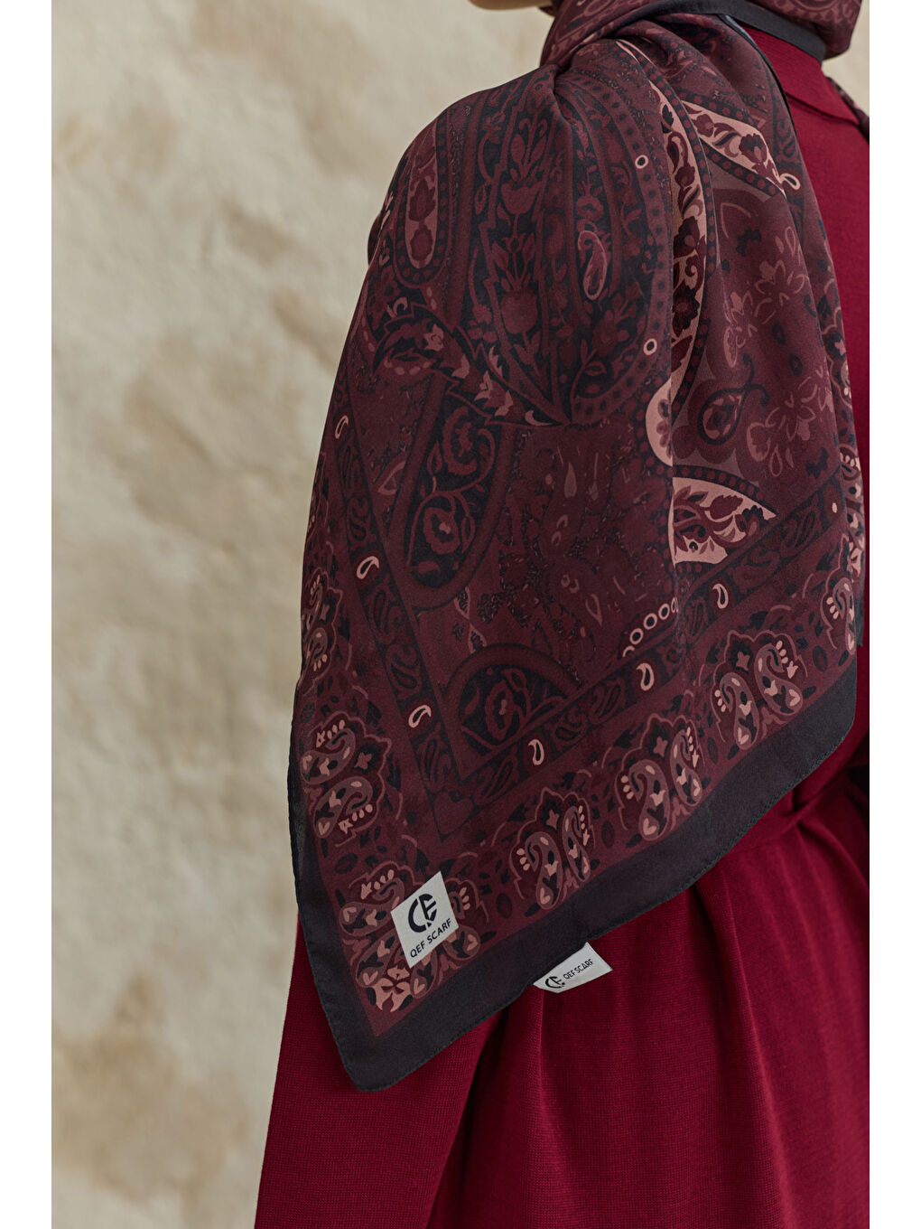 Cupra Prive Desenli Şal Saga Mürdüm-5