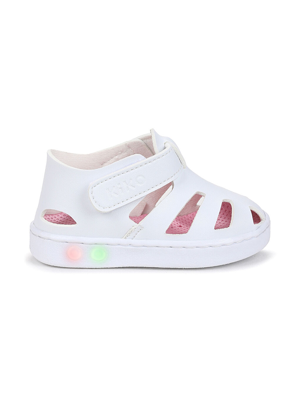 Beyaz Limba Işıklı Cırtlı Kız Bebek Sandalet-2