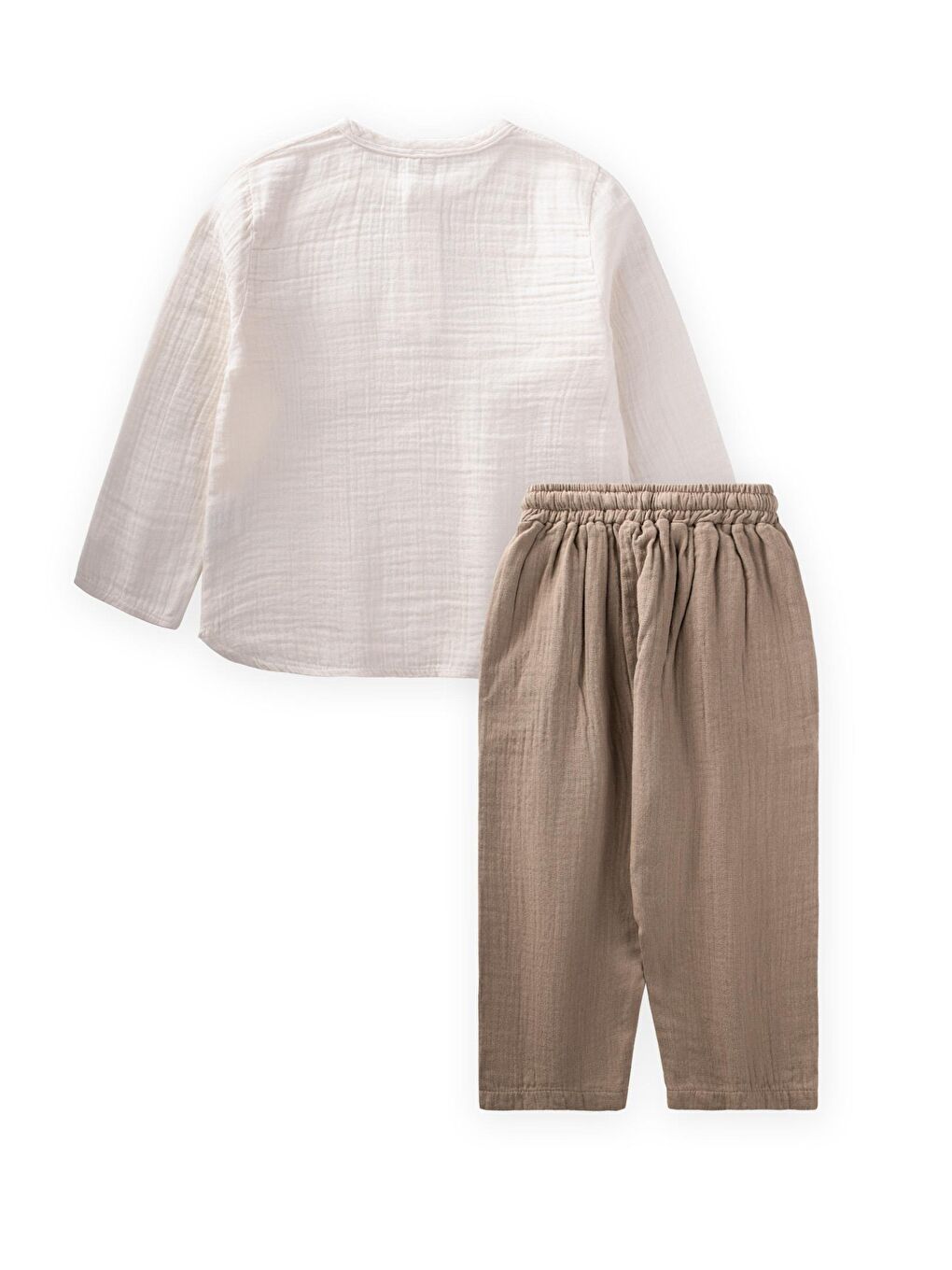 Bej Organik Bohem Gömlekli Mevsimlik Takım 8-12 Yaş Naturel-1