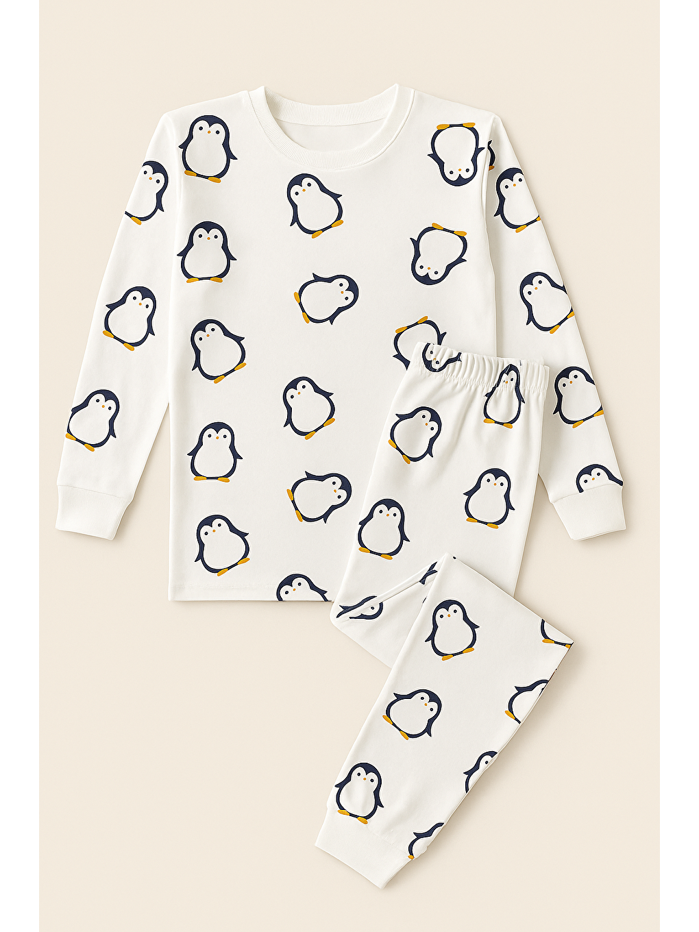 Karışık Çocuk Penguen Baskılı Pijama Takımı-1