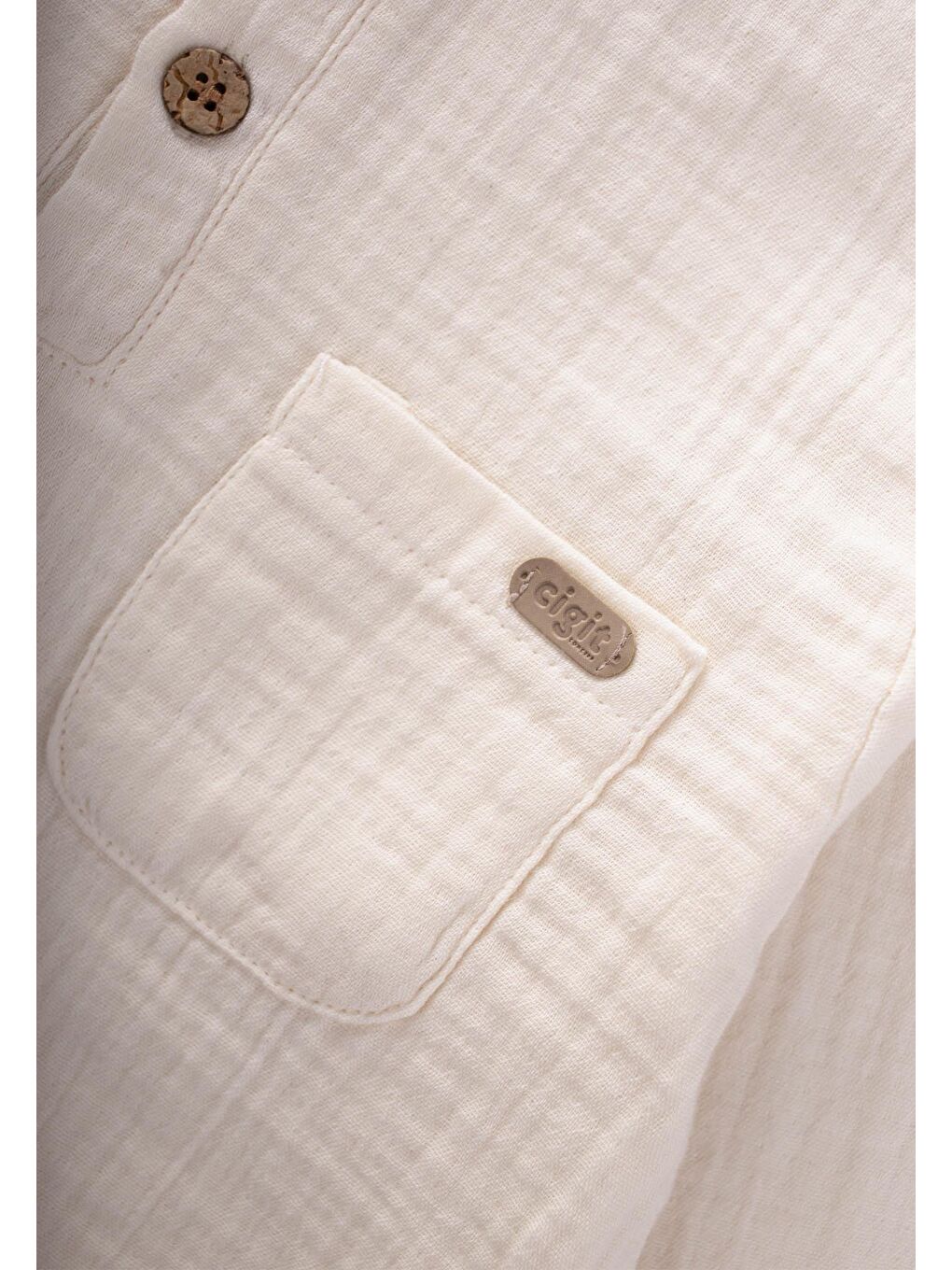 Bej Organik Bohem Gömlekli Mevsimlik Takım 8-12 Yaş Naturel-2