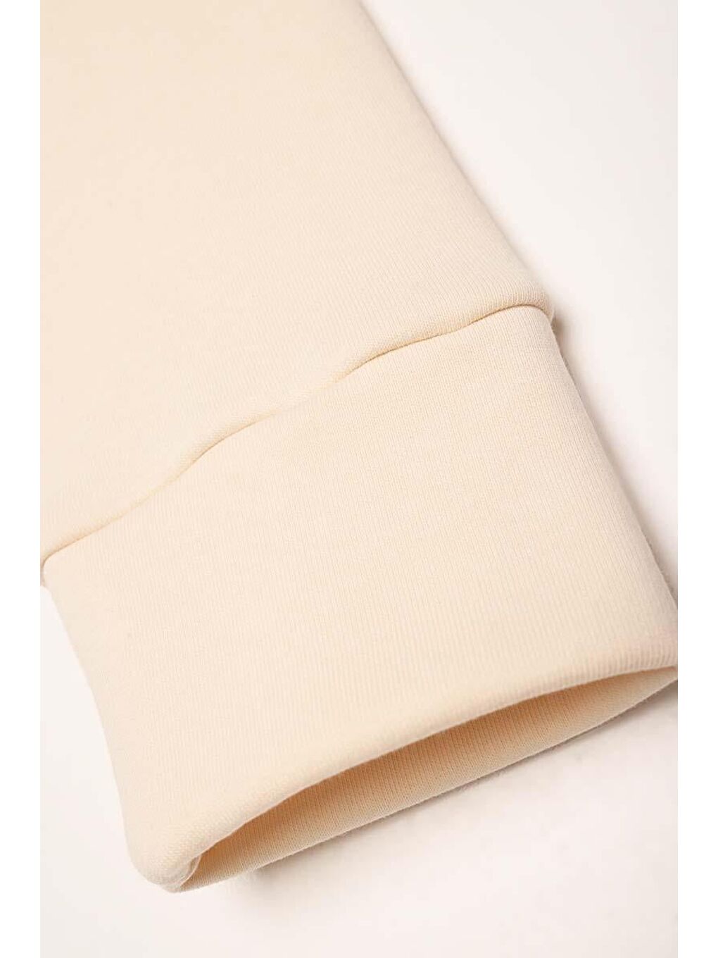 Ekru Kapüşonlu Basic Elbise-5