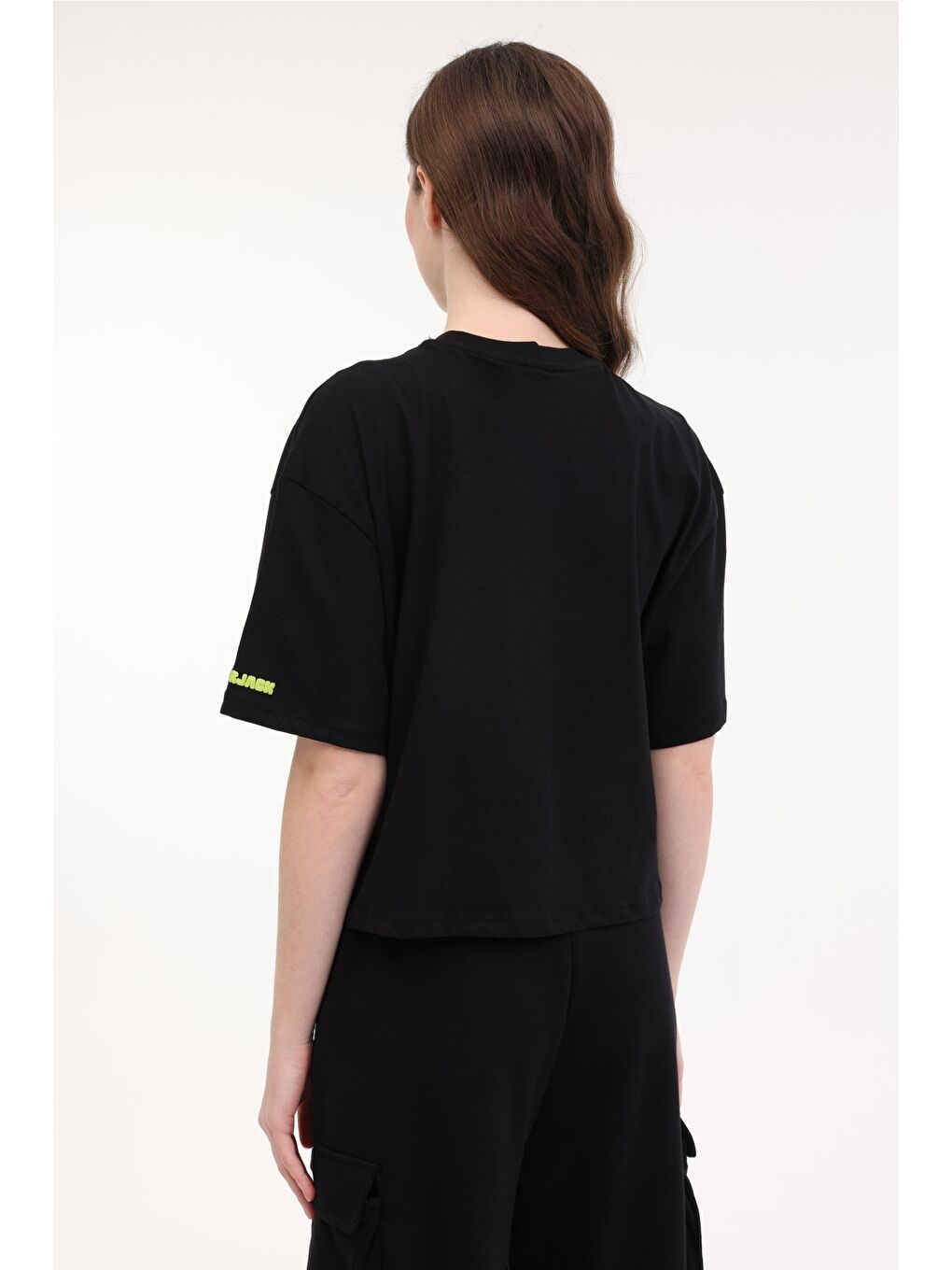 WL WHITE 11SS9091 5FX Siyah Kadın Kısa Kol T-Shirt-1