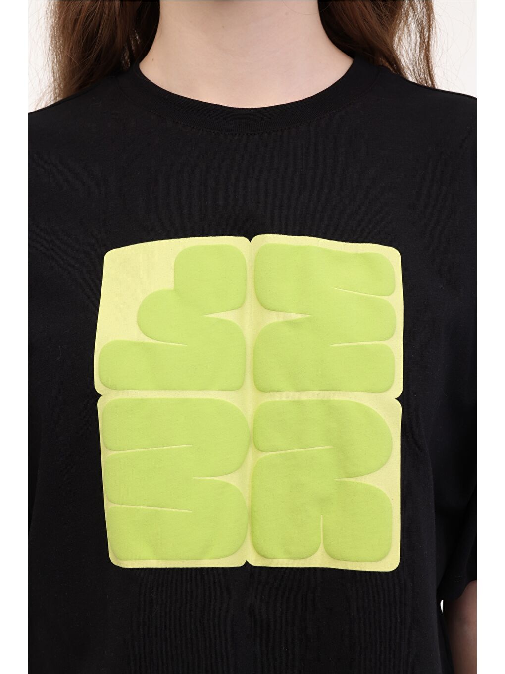 WL WHITE 11SS9091 5FX Siyah Kadın Kısa Kol T-Shirt-3