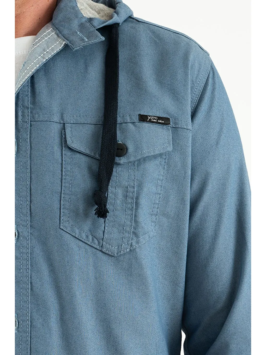 Mavi Erkek Slim Fit Dar Kalıp Kapüşonlu Jean Gömlek-1