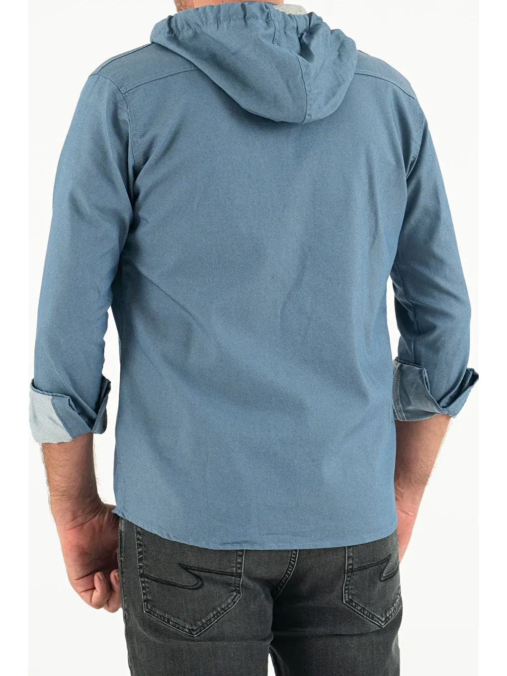 Mavi Erkek Slim Fit Dar Kalıp Kapüşonlu Jean Gömlek-3