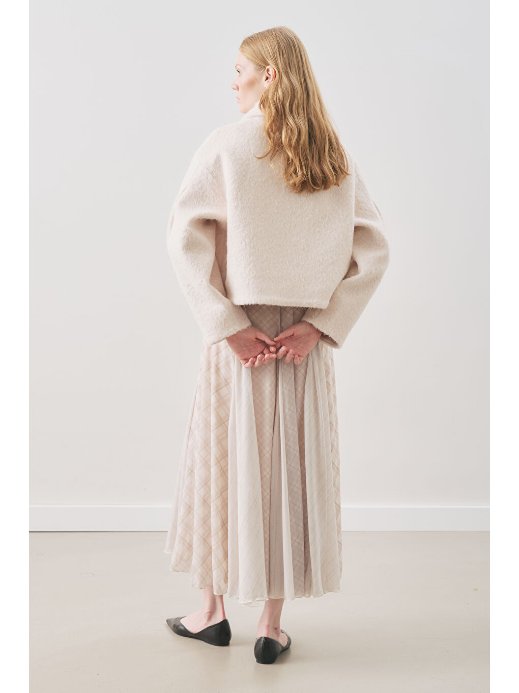 Boucle Kısa Kaban Ekru-5