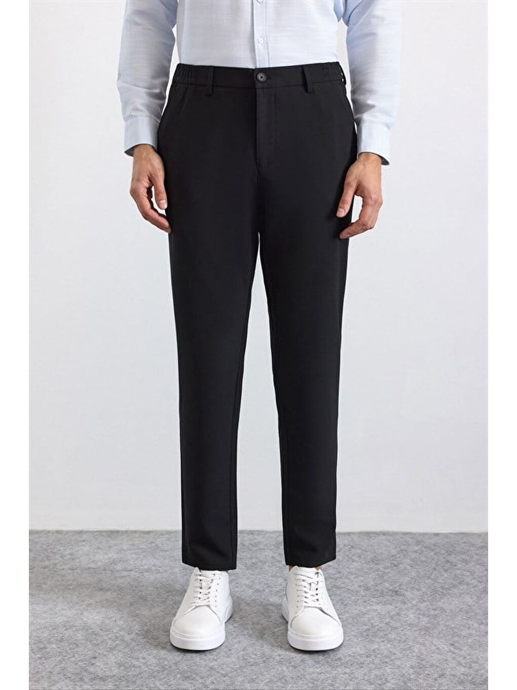Siyah Slim Düz Jogger Pantolon-1