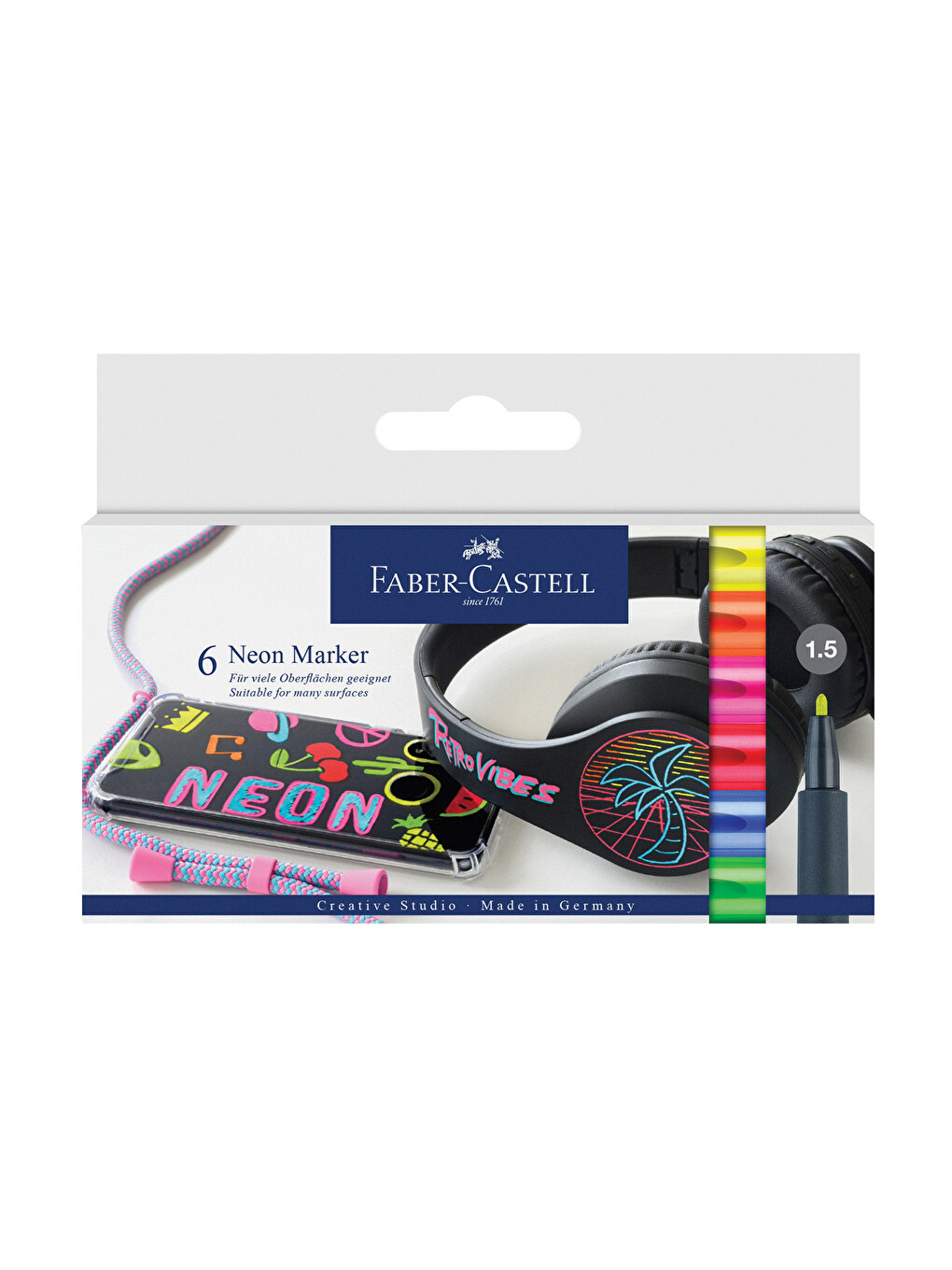 Neon Markör 6'lı Set,canlı Renkler, 1.5 Mm Uç, Yüksek Kalite