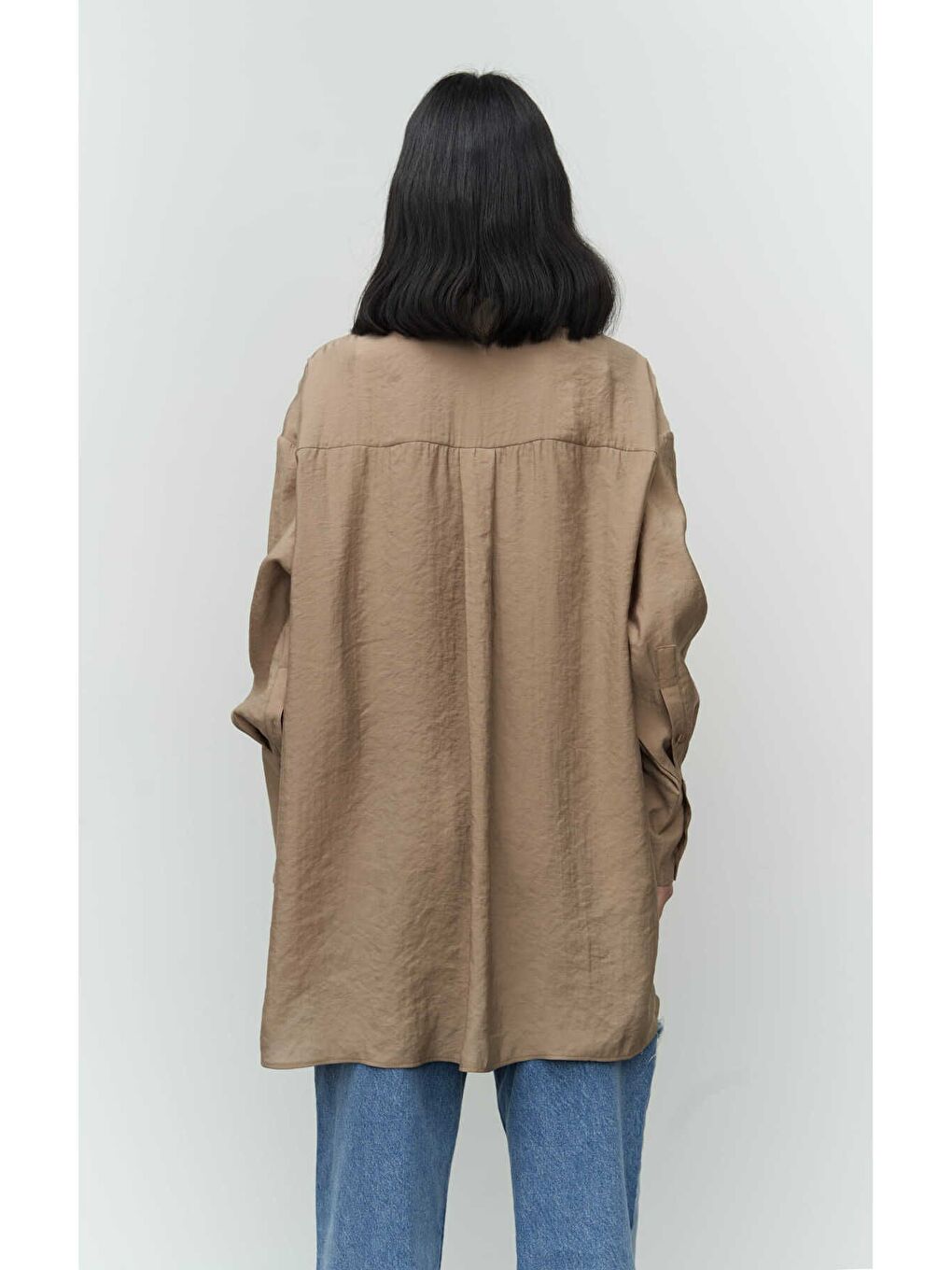 Bej Zaria Açık Vizon Oversize Gömlek-7