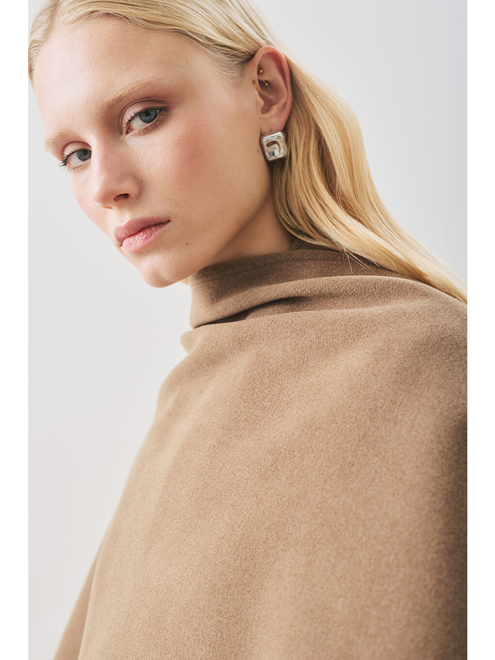 Soft Kaşe Atkılı Kaban Kahverengi-4