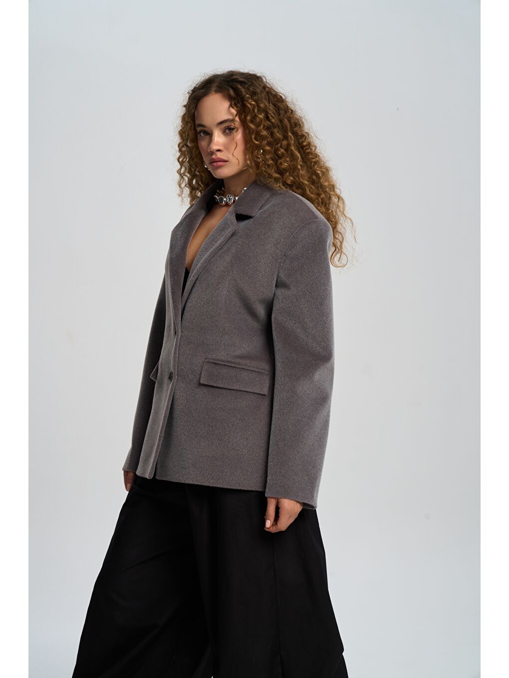 Kaela Bel Oturmalı Gri Blazer-2