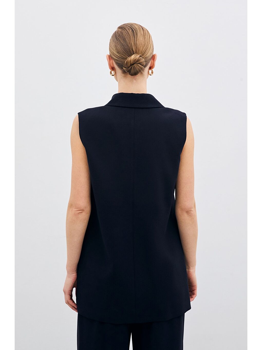 Düğme Detaylı Salaş Yelek - Lacivert-5