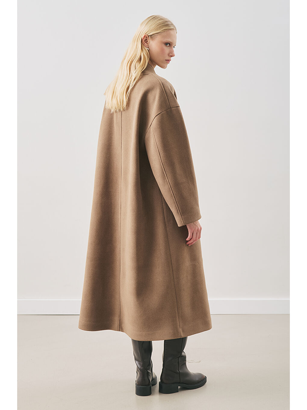 Soft Kaşe Atkılı Kaban Kahverengi-6