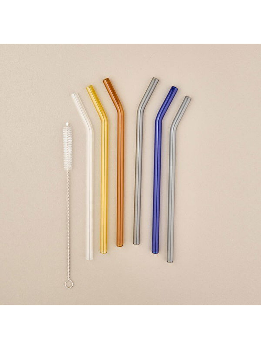 Karışık Straw Color 6'lı Cam Pipet Fırça Seti - Renkli