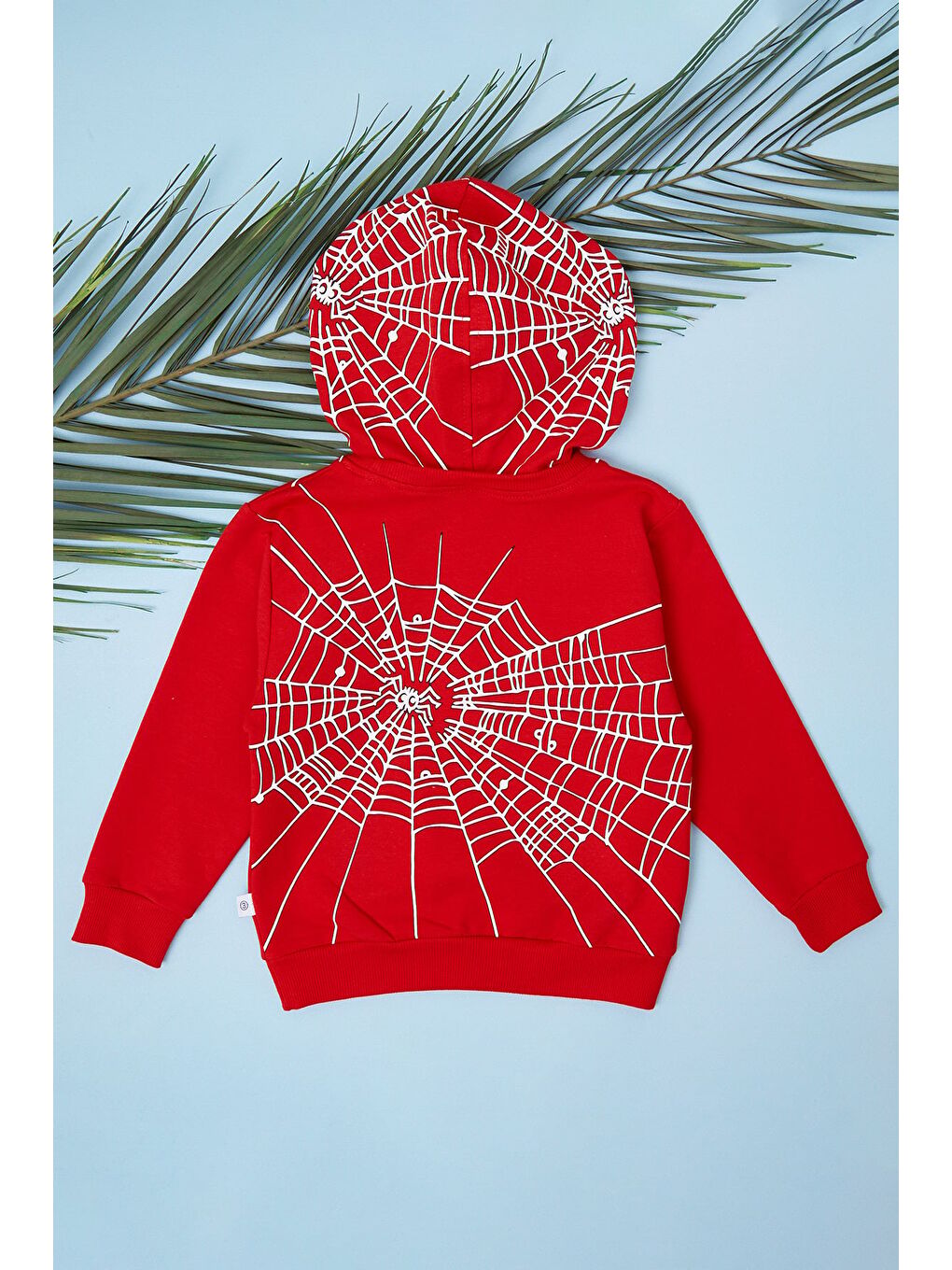 Kırmızı Örümcek Baskılı Işıklı Kapüşonlu Erkek Çocuk Takım-4