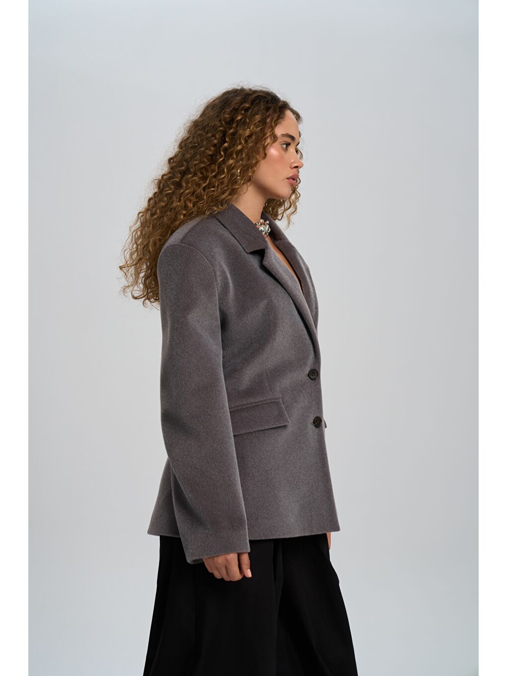 Kaela Bel Oturmalı Gri Blazer-3