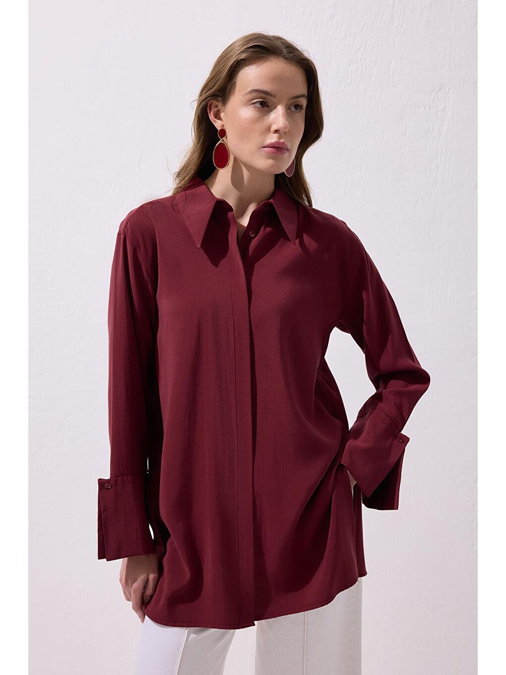 Modal Basic Gömlek Bordo
