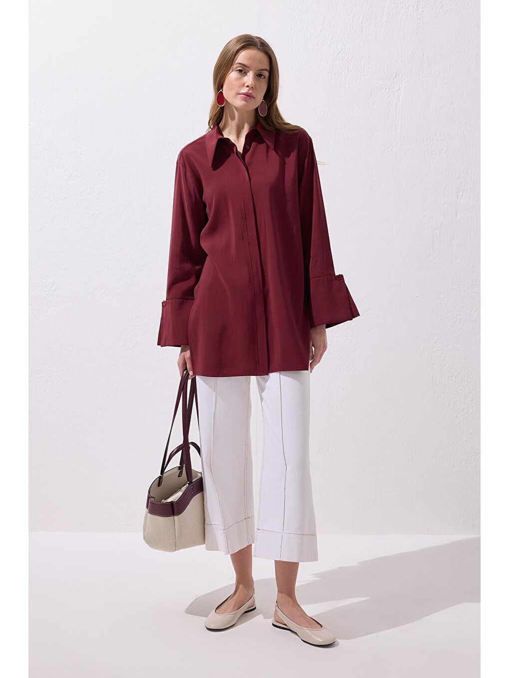 Modal Basic Gömlek Bordo-1