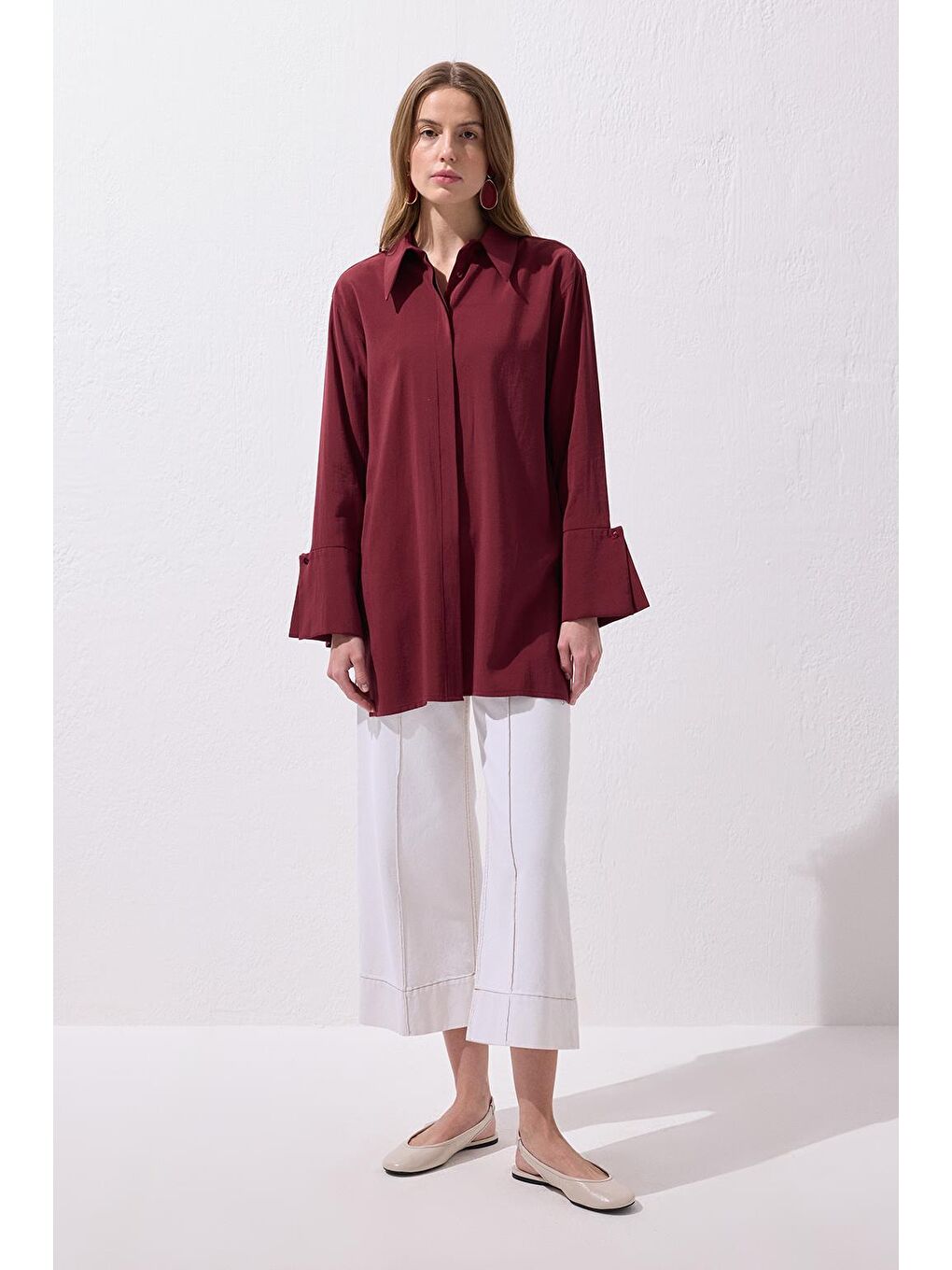 Modal Basic Gömlek Bordo-3