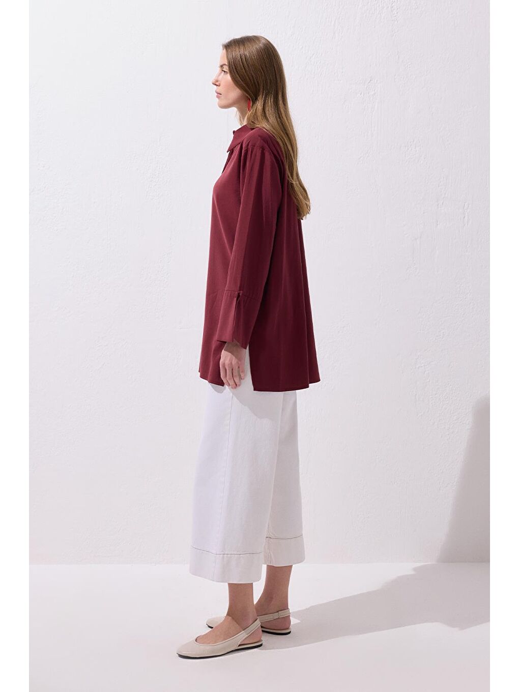 Modal Basic Gömlek Bordo-5