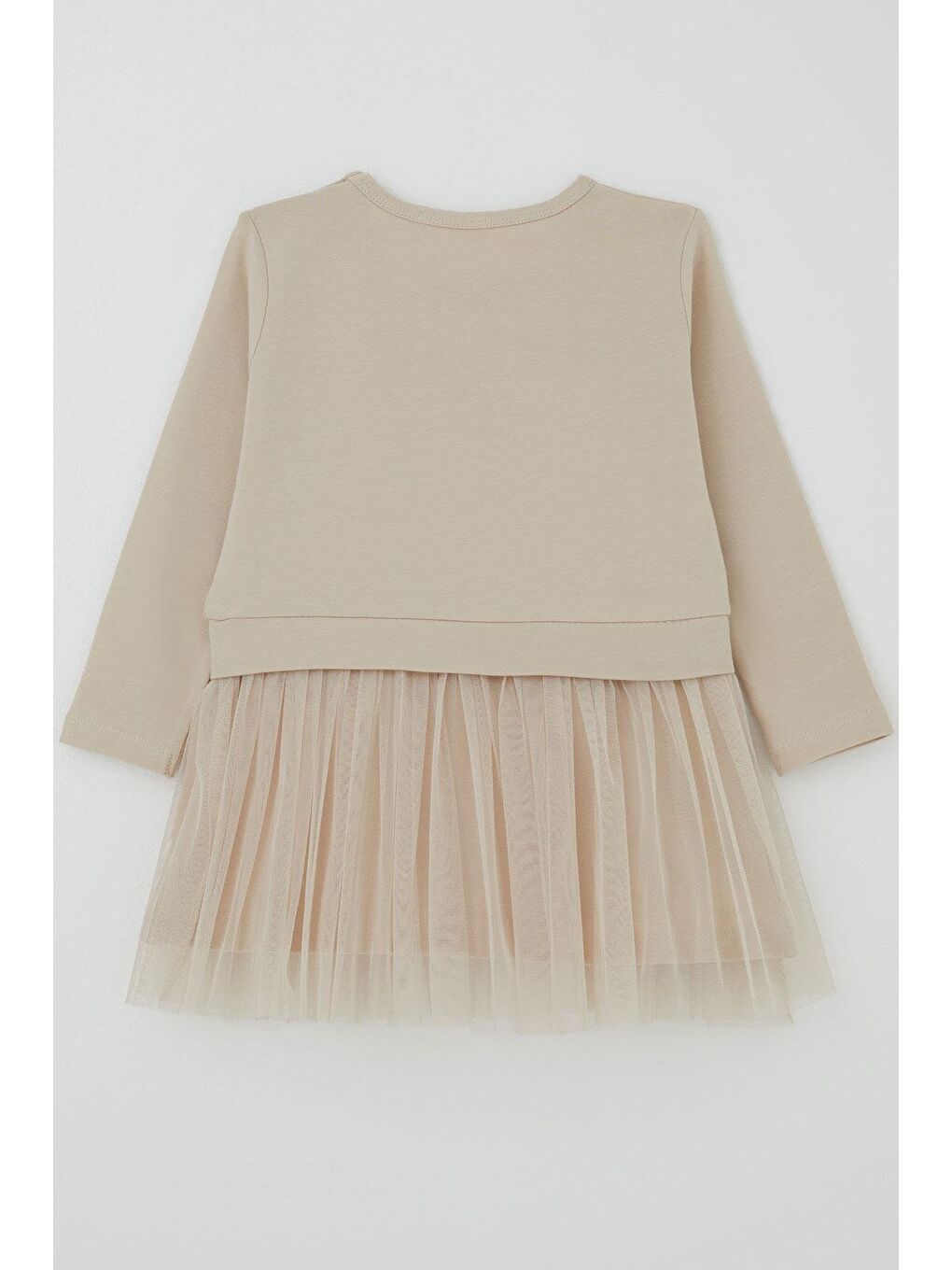 Kız Çocuk Uzun Kollu Elbise Taçlı Kalp Masalı Bej (2-6 Yaş)-1