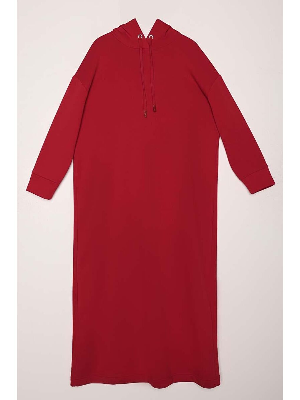 Kırmızı Kapüşonlu Basic Elbise-6
