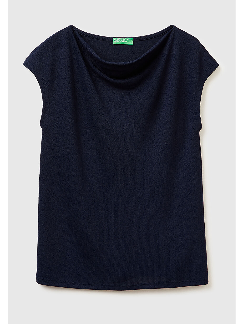 Kadın Lacivert Viskoz Karışımlı Kayık Yaka Kolsuz Üst-1