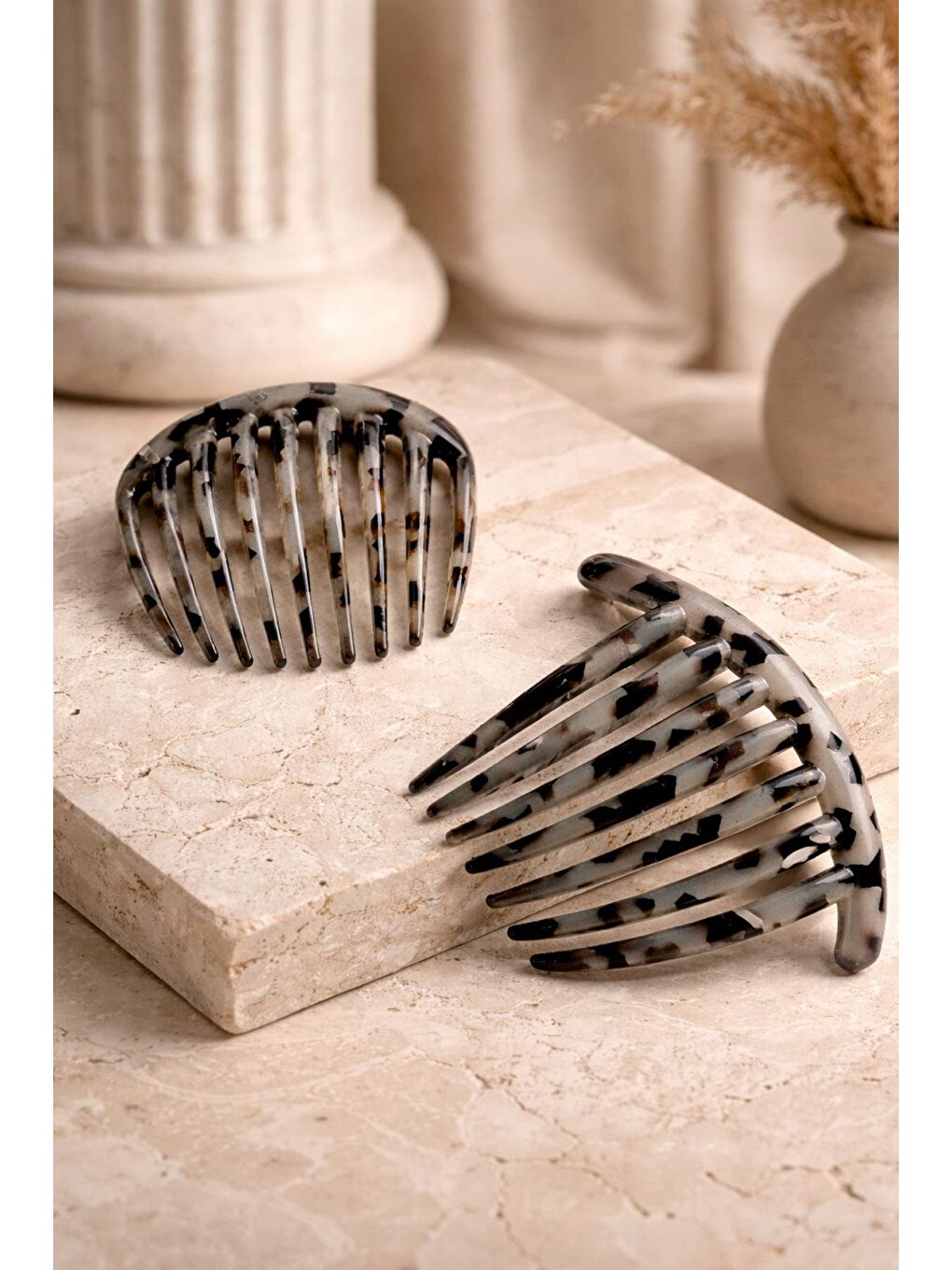 Siyah Kaplumbağa Sırtı Tarak Topuz Tokası 2'li Paket-3