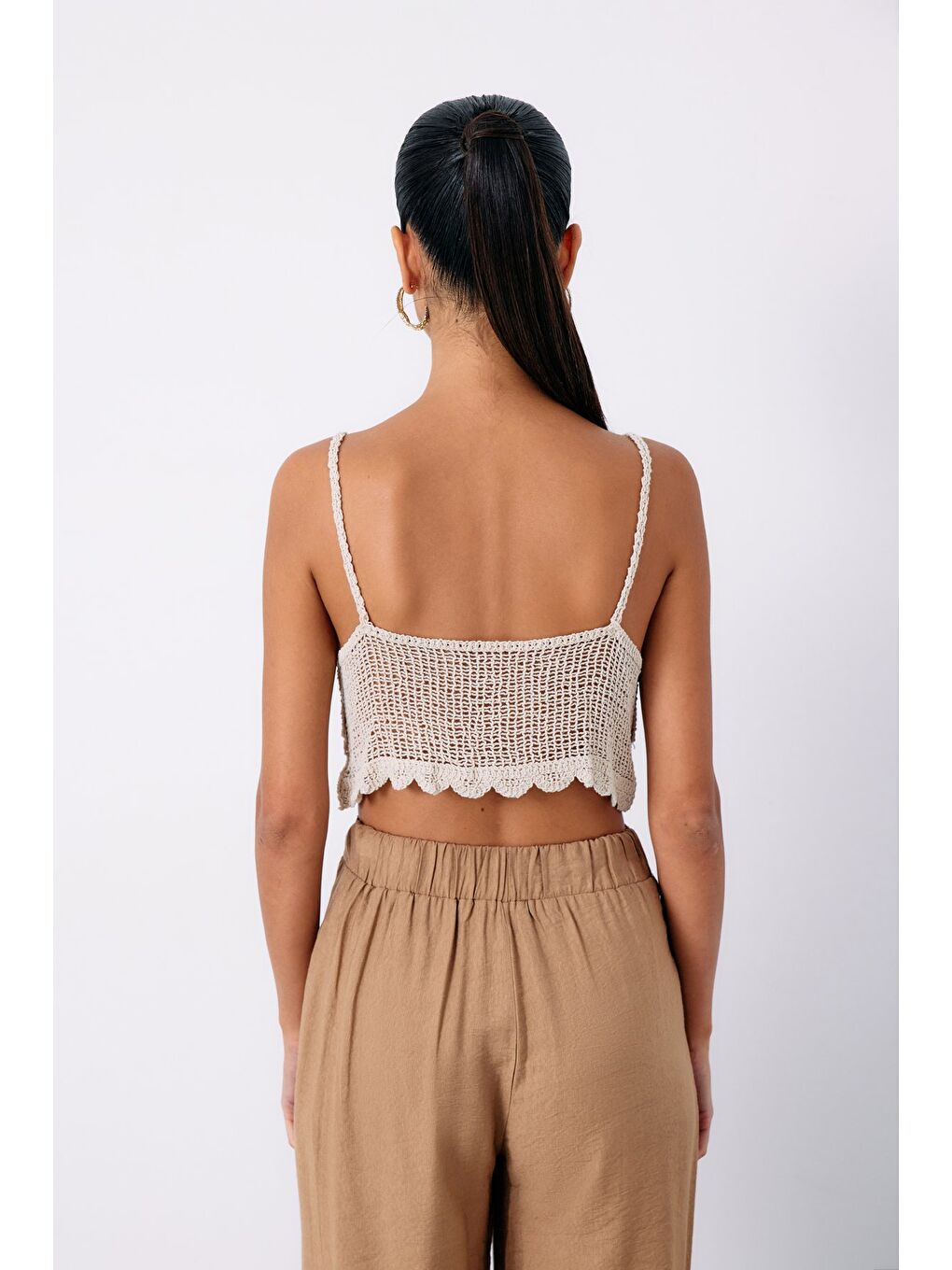 Bej Desenli Triko Büstiyer - Taş-3