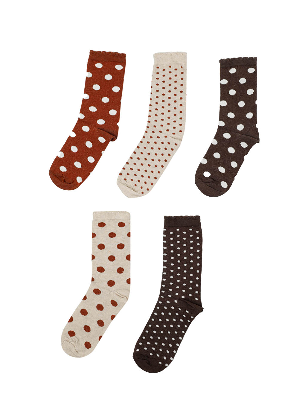 Kahverengi DOT PKT 5 LI SKT-W 4PR KAHVE MULTI Kadın Soket Çorap