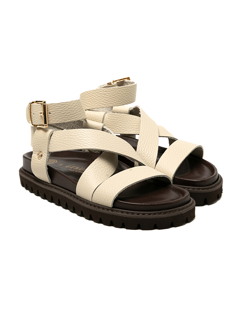 Ekru Kadın Sandalet ZAHA EMBOSSED G106323 Leather Chalk-2