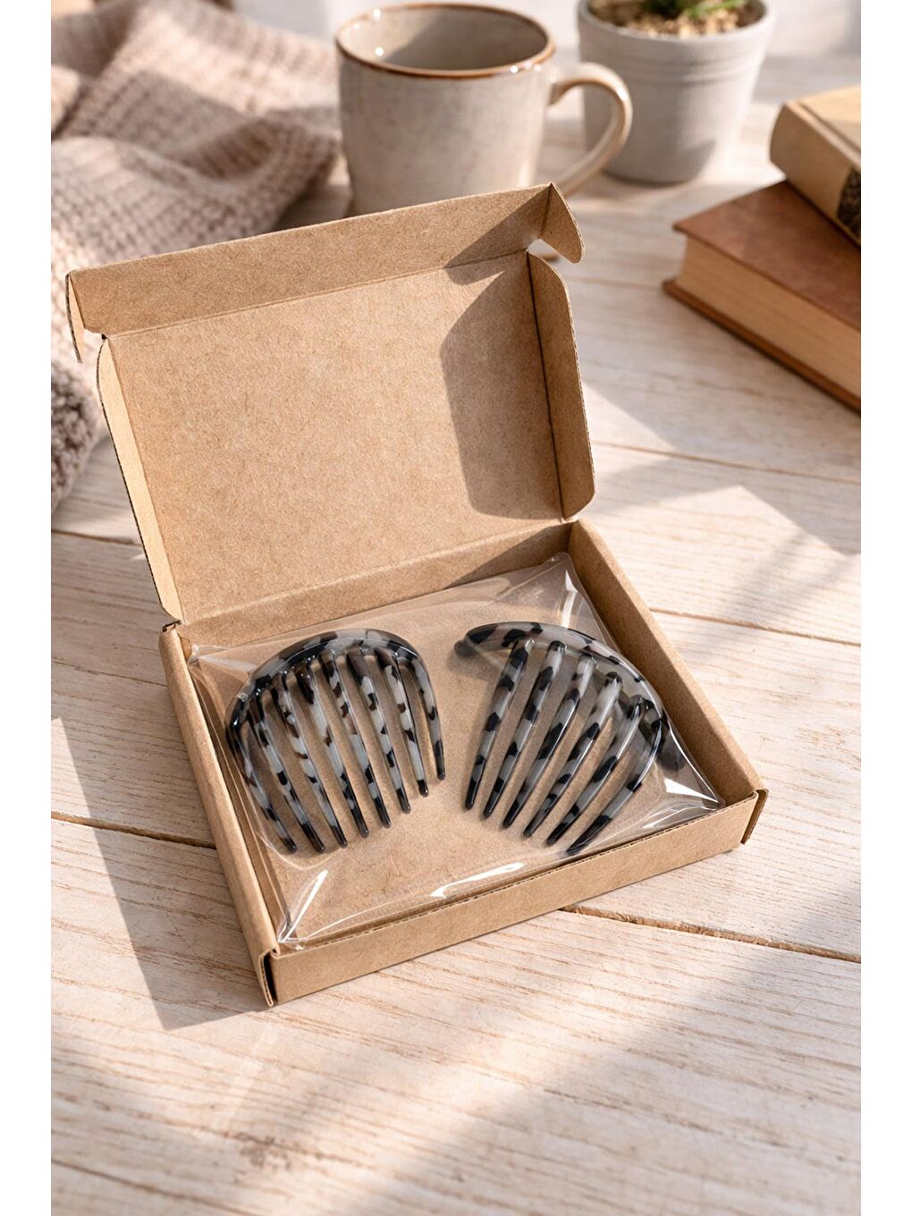 Siyah Kaplumbağa Sırtı Tarak Topuz Tokası 2'li Paket-5