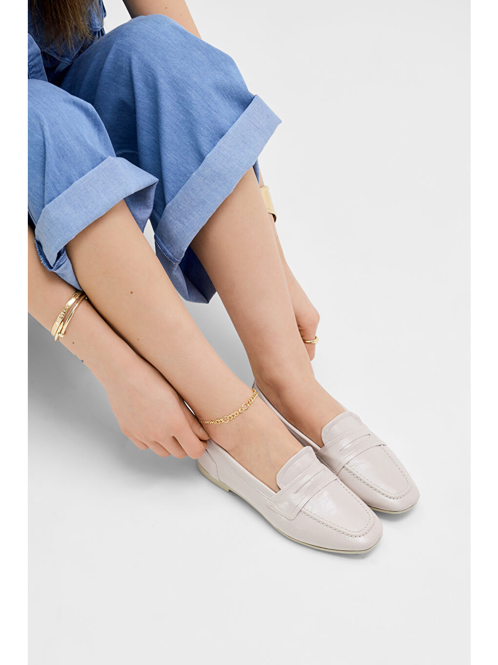 Kadın Bej Rahat Kalıp Termo Taban Günlük Babet-3