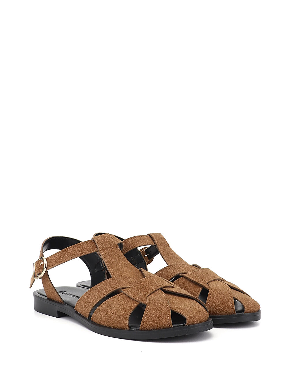 Kahverengi Kadın KAHVERENGİ-TABA Tokalı Bantlı Burnu Kapalı Sandalet-1