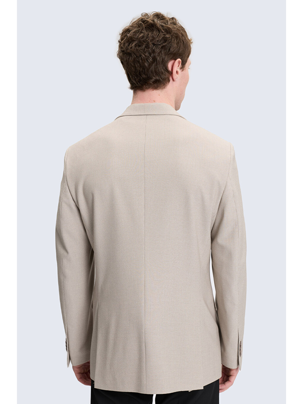 Bej Slim Fit Mono Yaka Klasik Ceket-2