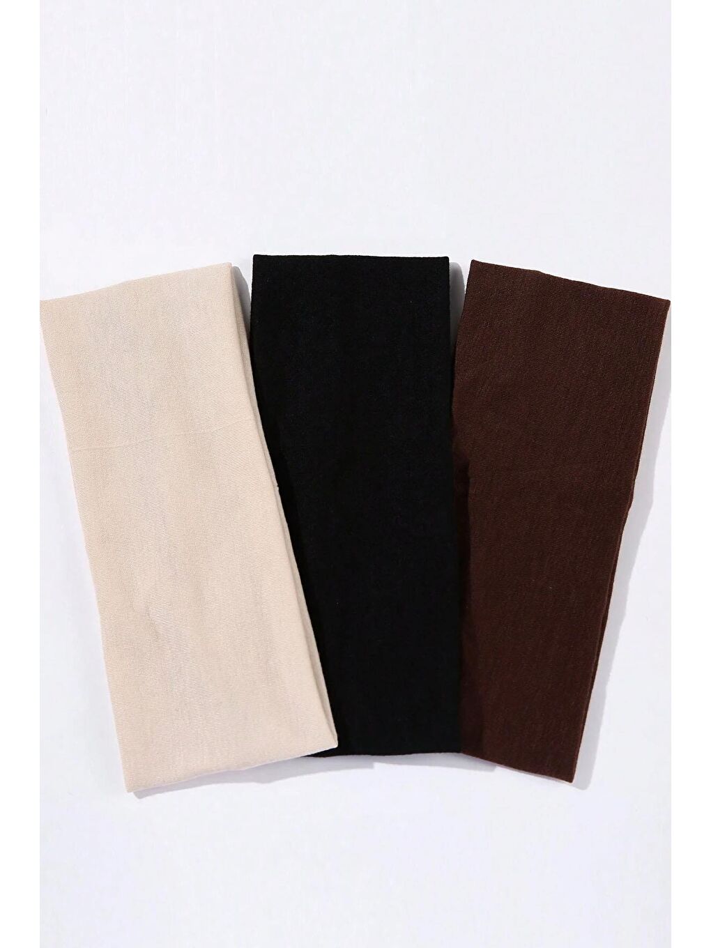 Kahverengi 3 Adet Nude Tonları Jersey Saç bandı