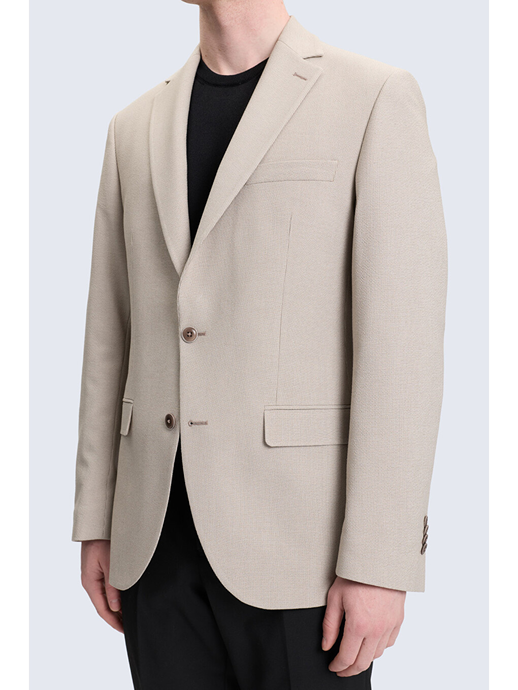 Bej Slim Fit Mono Yaka Klasik Ceket-3