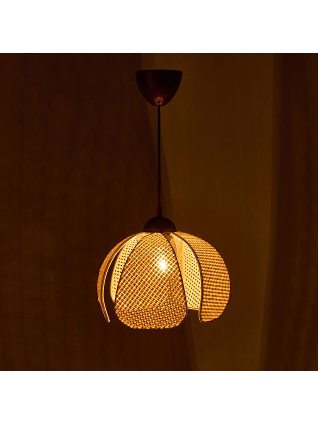 Ekru Biyeli Papatya Hasır Sarkıt - Krem / Eskitme - 70x30x30 cm-3