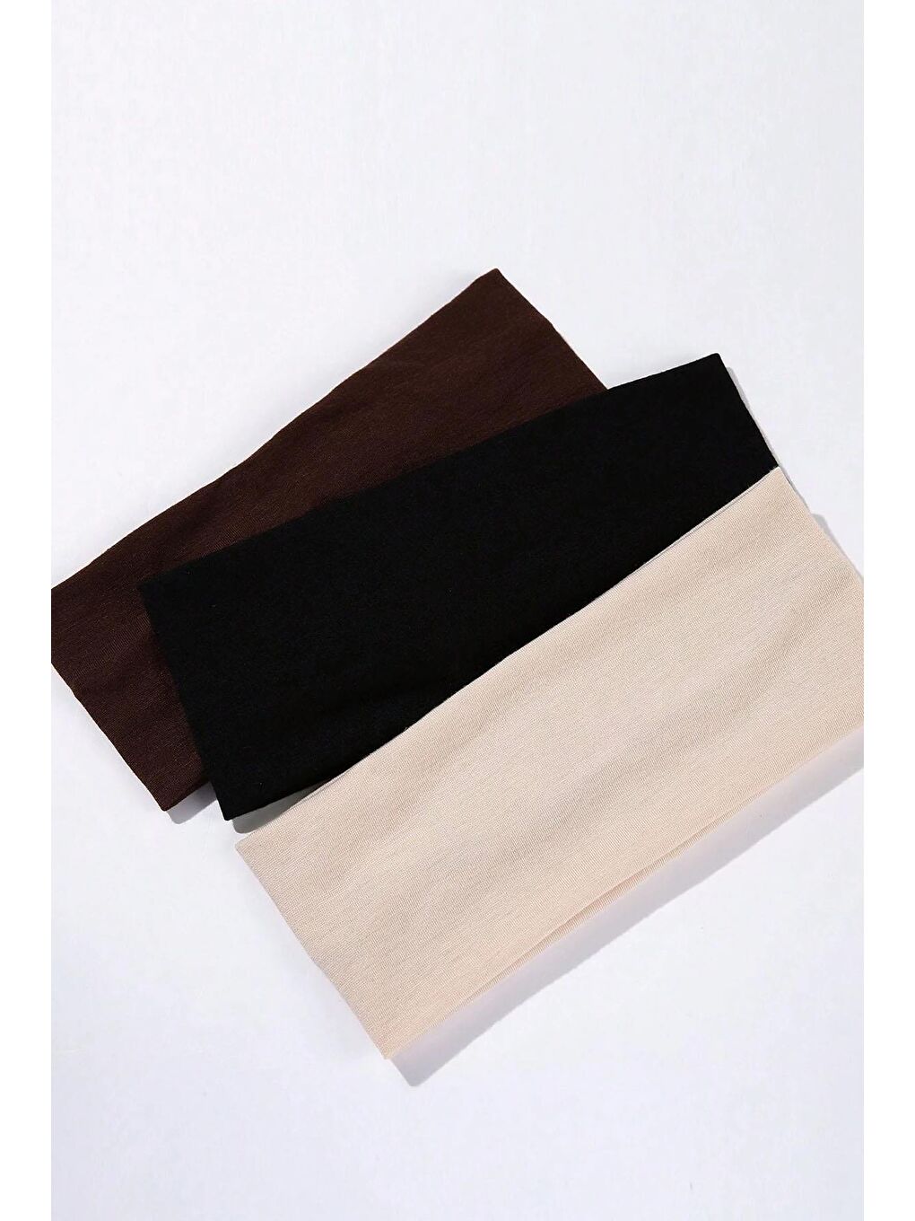 Kahverengi 3 Adet Nude Tonları Jersey Saç bandı-1
