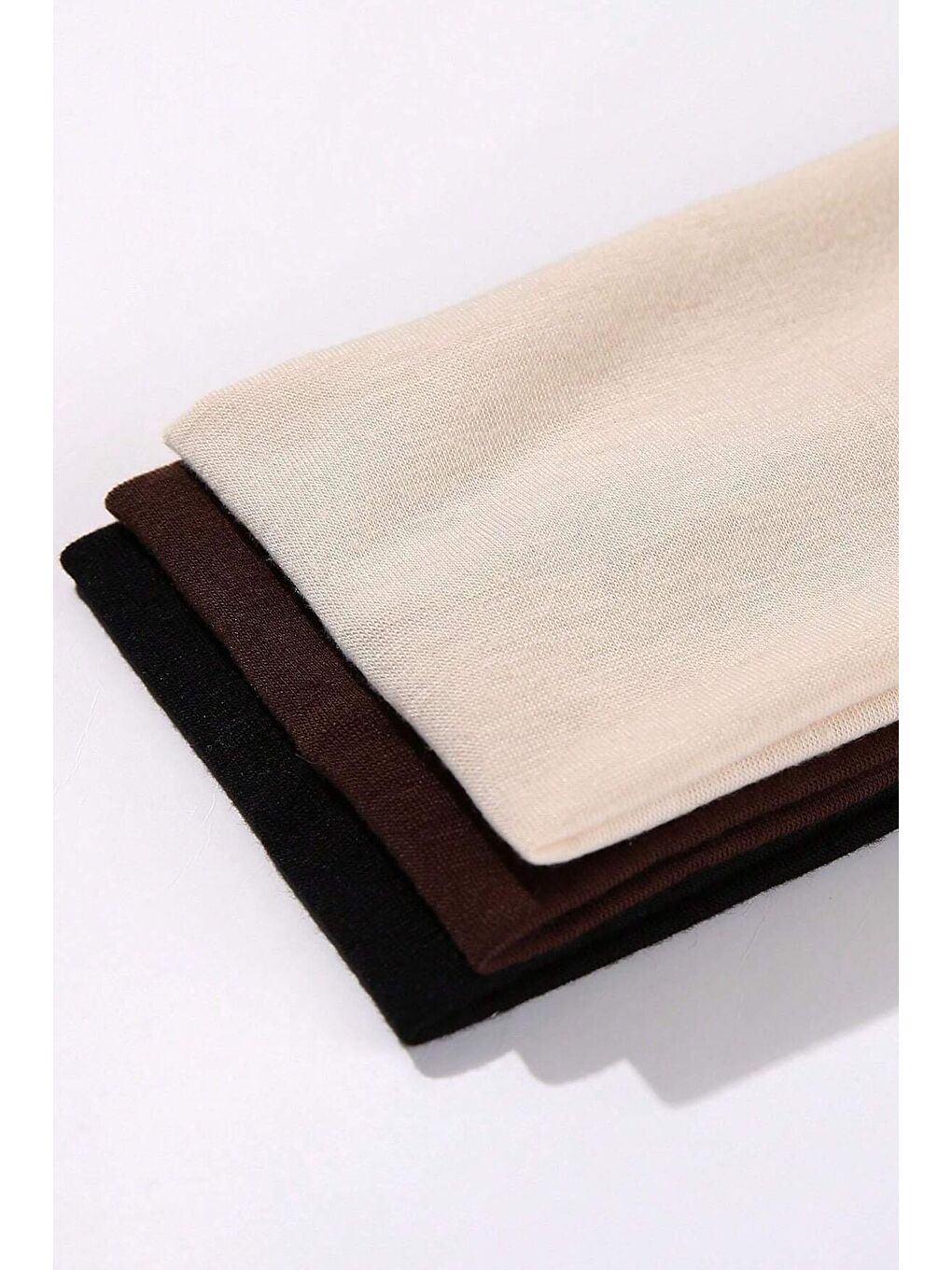 Kahverengi 3 Adet Nude Tonları Jersey Saç bandı-2