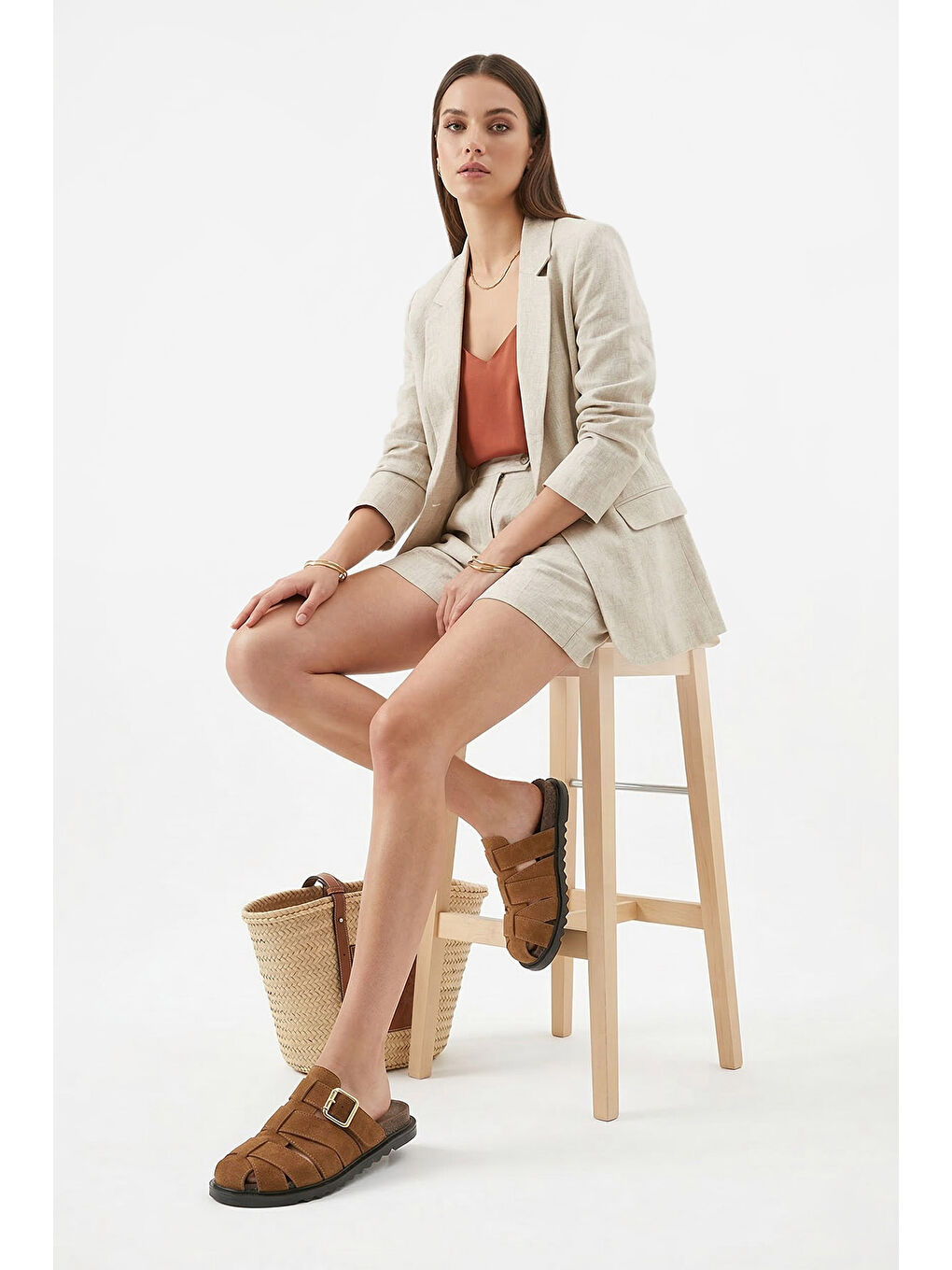 Kahverengi Kadın KAHVERENGİ-TABA Tokalı Günlük Terlik-2