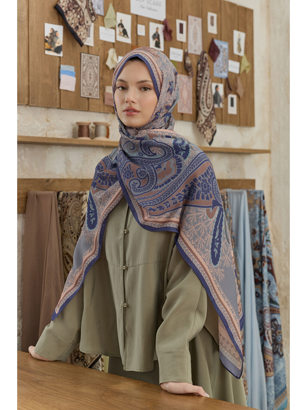 Lila Cupra Prive Desenli Şal Blossom Lavanta-1