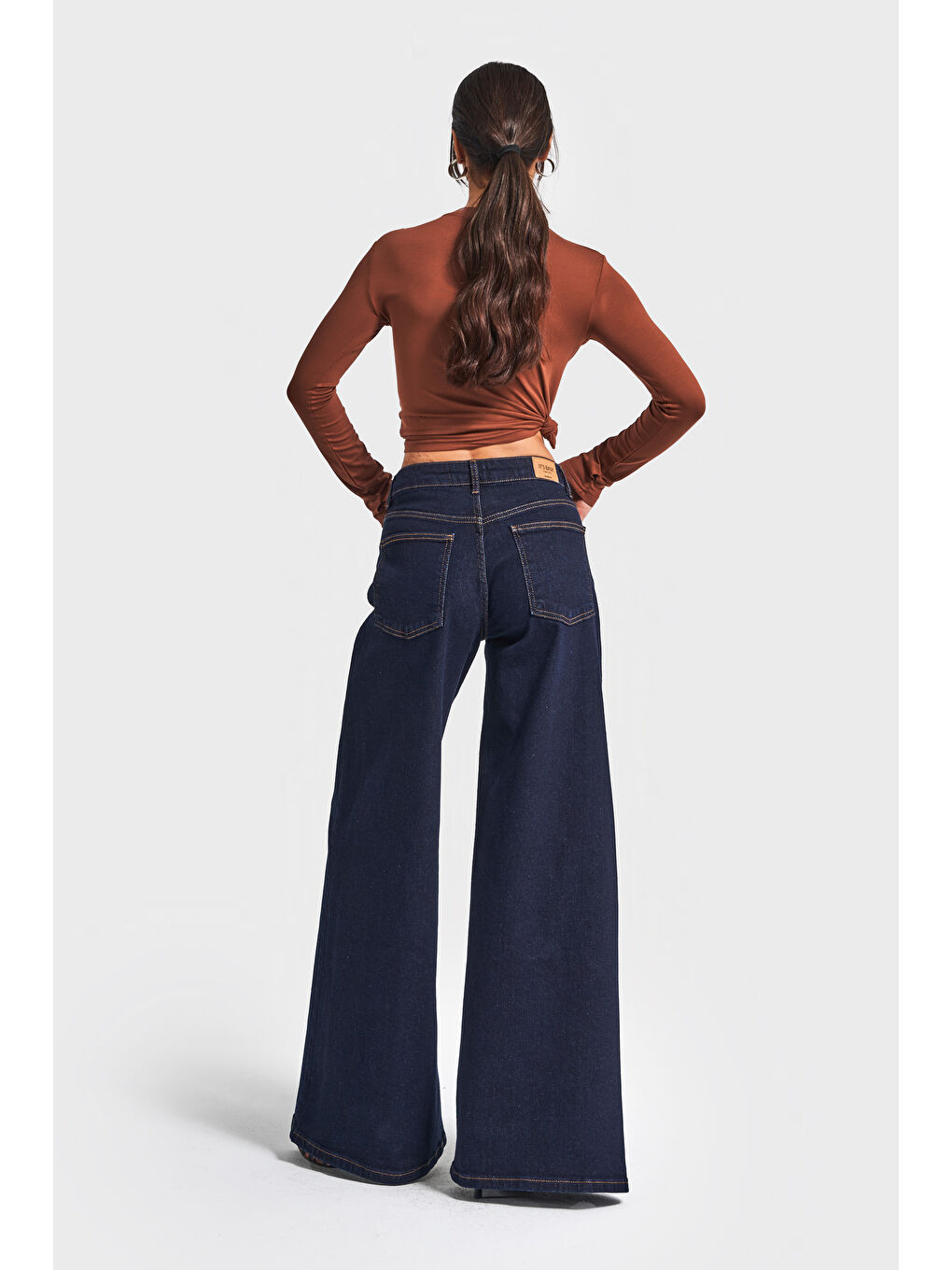 Kadın İndigo Renk 7w5-50 Süper Palazzo Fit Esnek Elastan Kumaş Denim Jean-3